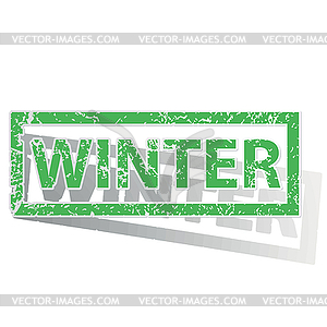 Green outlined WINTER stamp - royalty-free vector clipart