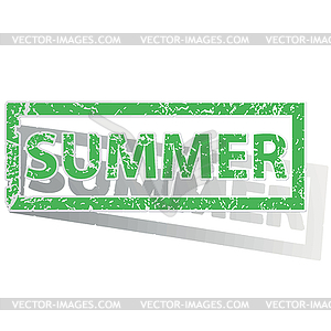 Green outlined SUMMER stamp - vector image