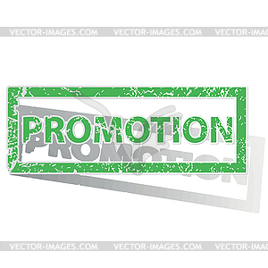 Green outlined PROMOTION stamp - vector image