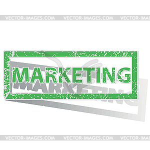 Green outlined MARKETING stamp - vector clip art