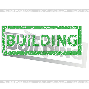 Green outlined BUILDING stamp - vector clipart