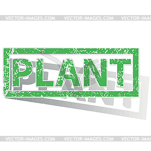 Green outlined PLANT stamp - vector clip art