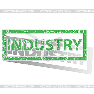 Green outlined INDUSTRY stamp - vector image