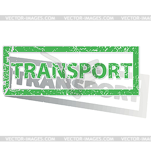 Green outlined TRANSPORT stamp - vector clipart