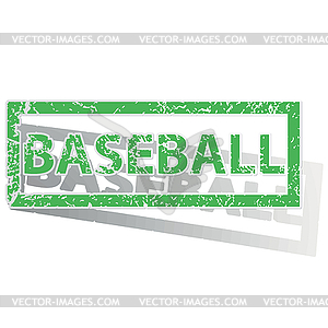 Green outlined BASEBALL stamp - vector clipart