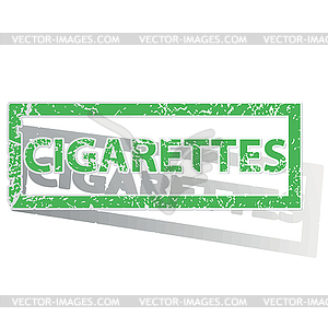 Green outlined CIGARETTES stamp - vector clip art