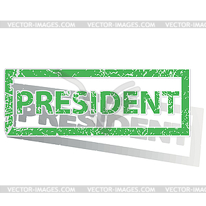 Green outlined PRESIDENT stamp - vector clip art