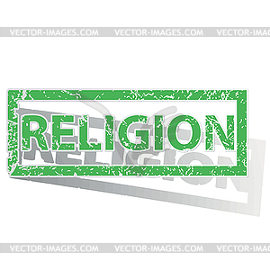 Green outlined RELIGION stamp - vector clipart / vector image