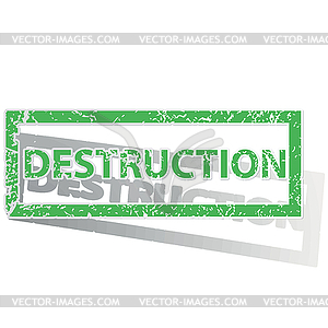 Green outlined DESTRUCTION stamp - vector clip art