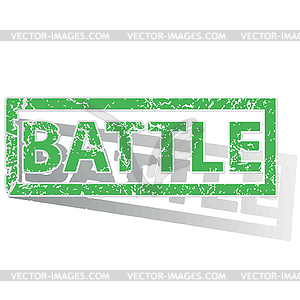 Green outlined BATTLE stamp - vector clipart