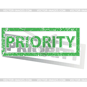 Green outlined PRIORITY stamp - vector clip art