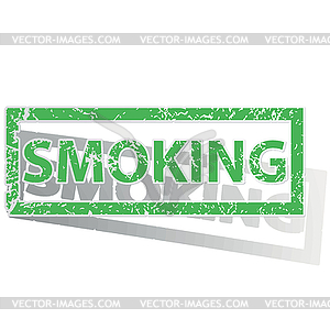 Green outlined SMOKING stamp - vector clipart / vector image