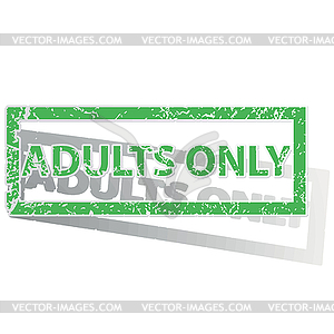 Green outlined ADULTS ONLY stamp - vector image