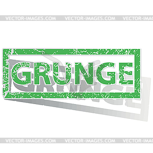 Green outlined GRUNGE stamp - vector clipart