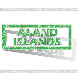 Green outlined Aland Islands stamp - vector image