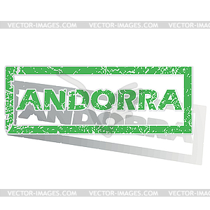 Green outlined Andorra stamp - vector image