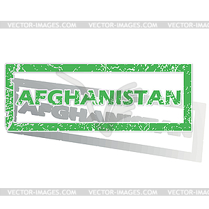 Green outlined Afghanistan stamp - vector clipart