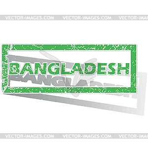 Green outlined Bangladesh stamp - vector clipart