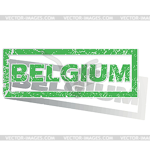 Green outlined Belgium stamp - vector image