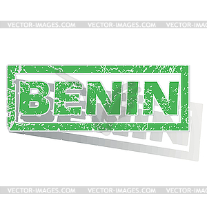 Green outlined Benin stamp - vector clipart
