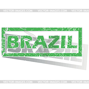 Green outlined Brazil stamp - vector clipart