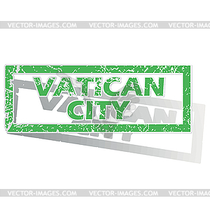 Green outlined Vatican City stamp - vector clip art