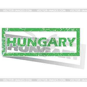 Green outlined Hungary stamp - vector image