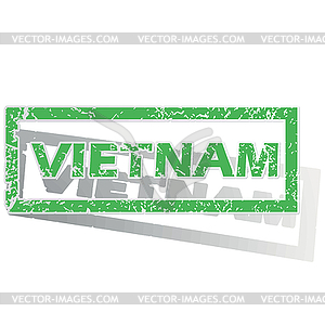 Green outlined Vietnam stamp - vector image