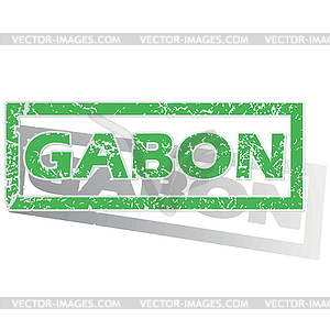 Green outlined Gabon stamp - vector clip art