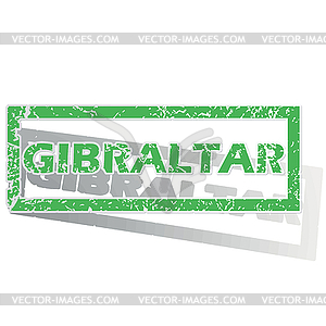 Green outlined Gibraltar stamp - vector image