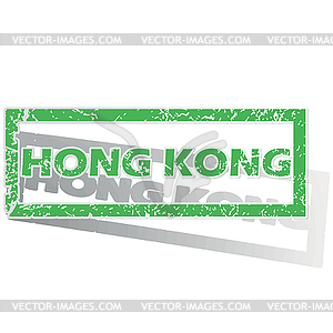 Green outlined Hong Kong stamp - vector clipart