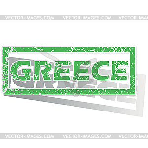 Green outlined Greece stamp - vector image