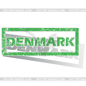 Green outlined Denmark stamp - vector image