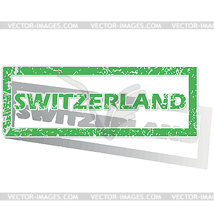Green outlined Swtizerland stamp - vector image