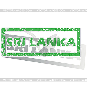 Green outlined Sri Lanka stamp - vector clipart