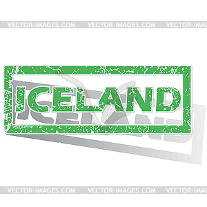 Green outlined Iceland stamp - vector clipart