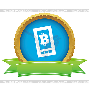 Bitcoin on screen certificate icon - vector image