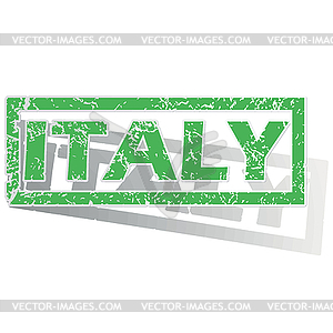 Green outlined Italy stamp - vector image