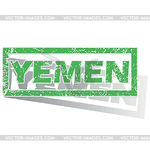 Green outlined Yemen stamp - vector clip art