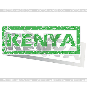 Green outlined Kenya stamp - vector clip art