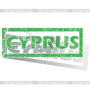 Green outlined Cyprus stamp - vector clipart