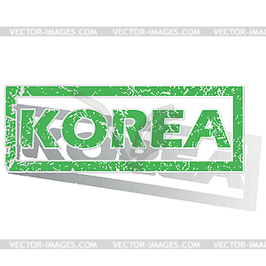 Green outlined Korea stamp - vector EPS clipart