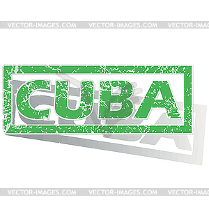 Green outlined Cuba stamp - vector image