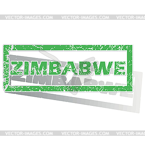 Green outlined Zimbabwe stamp - vector clip art