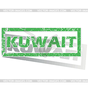 Green outlined Kuwait stamp - vector clipart