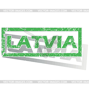 Green outlined Latvia stamp - vector image