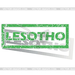 Green outlined Lesotho stamp - vector clipart