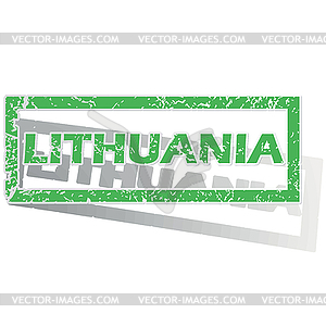 Green outlined Lithuania stamp - vector clipart