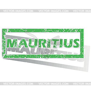 Green outlined Mauritius stamp - vector clip art