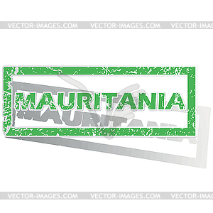 Green outlined Mauritania stamp - vector clipart